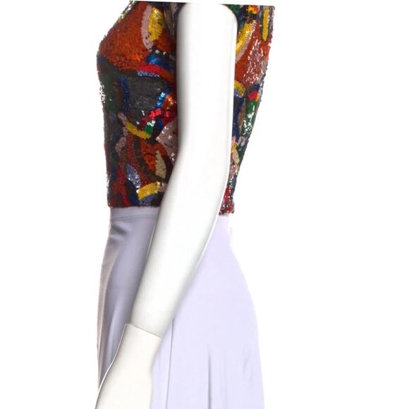 Alice + Olivia Kelli Sequin Embellished Top, Size 4 - Picture 8 of 9